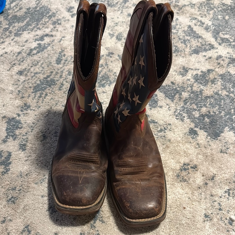 Durango Men's American Flag Pull-On Western Boots Brown Leather Cowboy size 10.5